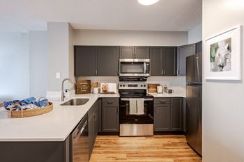 Spacious kitchen at 15 bank apartments in white plains, ny 10606